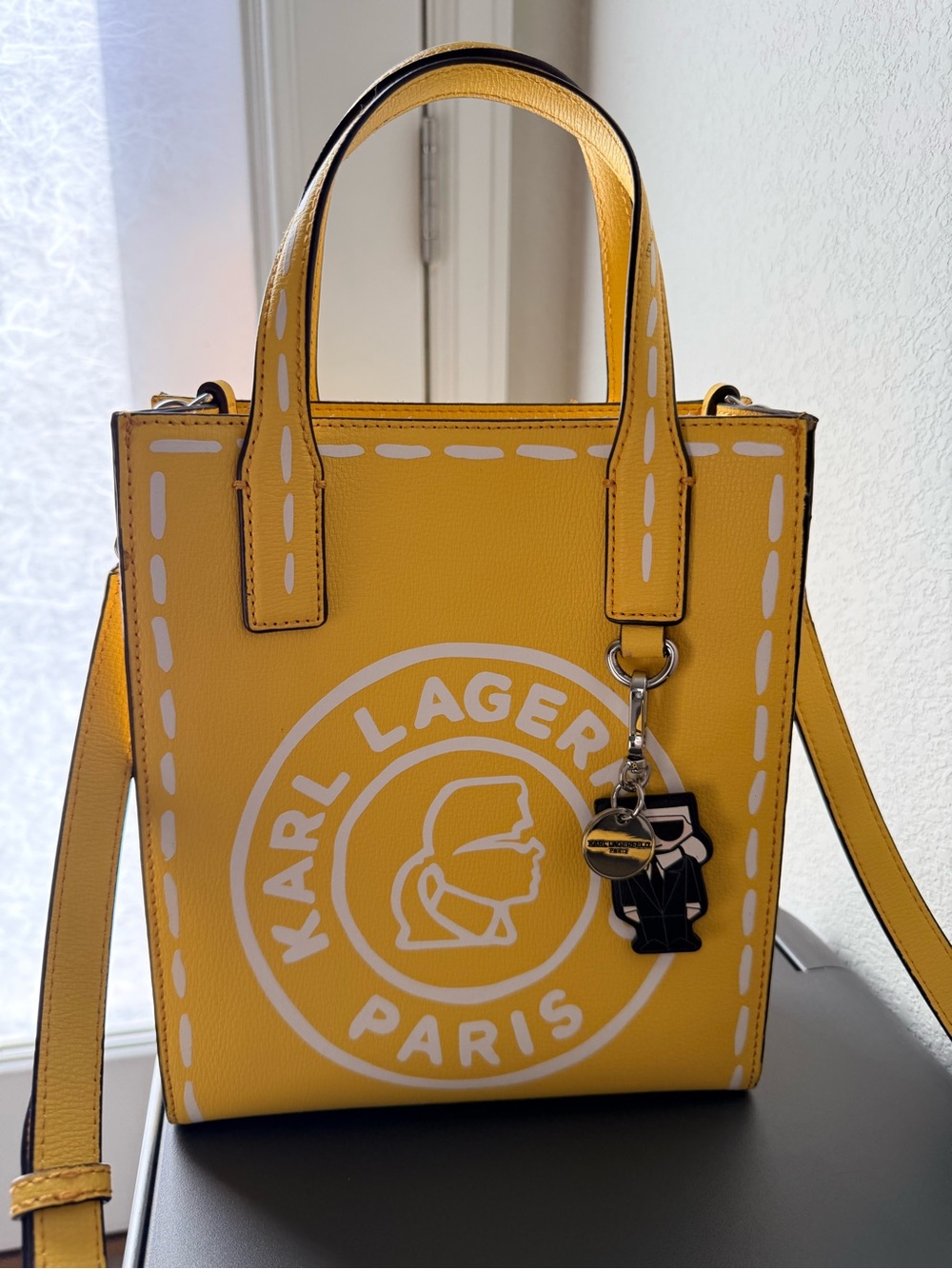 Karl Lagerfeld Yellow Mini Logo Tote with Charm